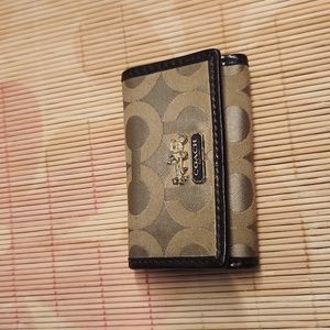 Coach key case, beige and purple